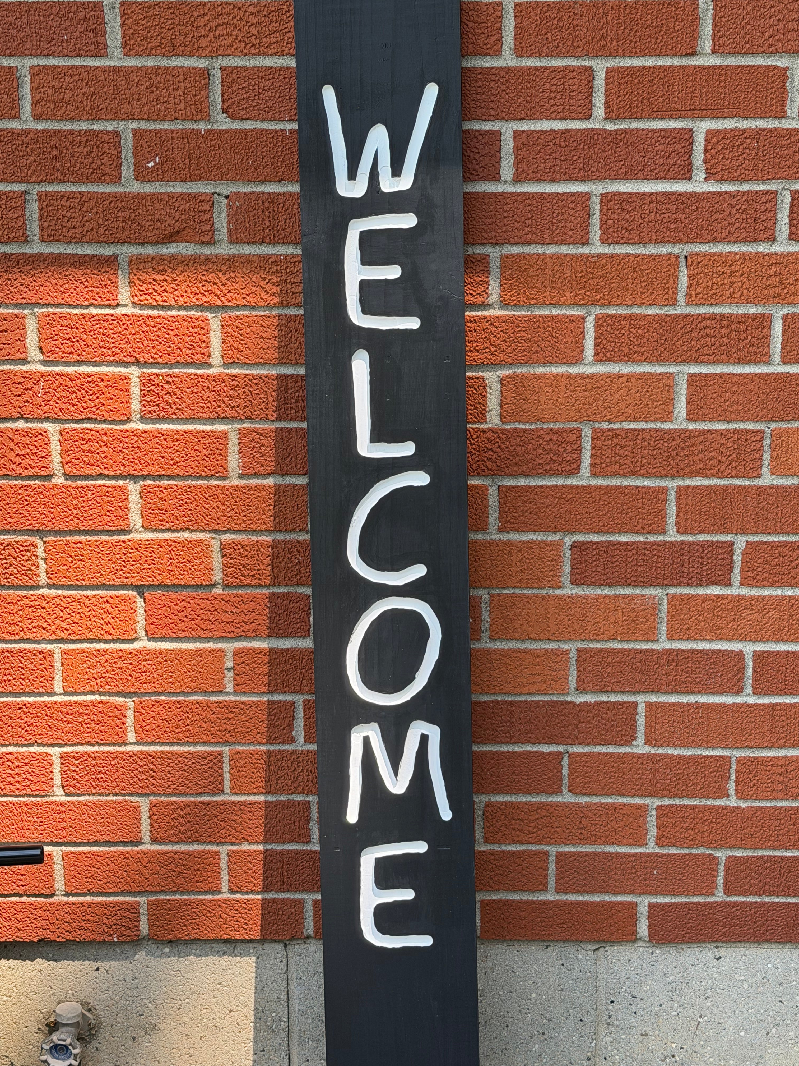 Black With White Letters Porch Welcome Sign