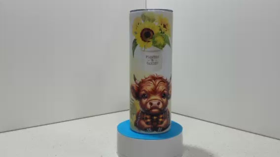 Sunflower Highland Cow 20 oz Tumbler